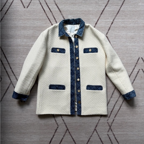 Sandro Jackets & Blazers - Sandro Tweed and Denim Jacket